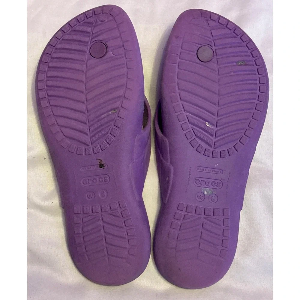 Crocs Women's Purple Flip Flop Sandals, Size 8